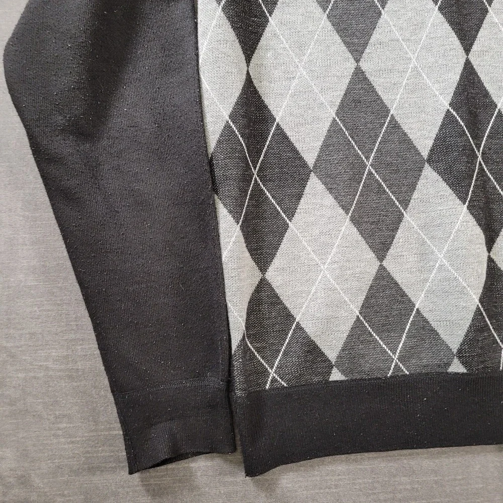 The North Pole Black Gray Grandpa Sweater 1/4 Zip Mens Size XL‎